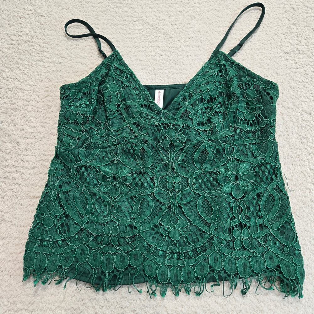 Green lace tank top cami crop top Size S by Xhilaration Y2K Whimsygoth